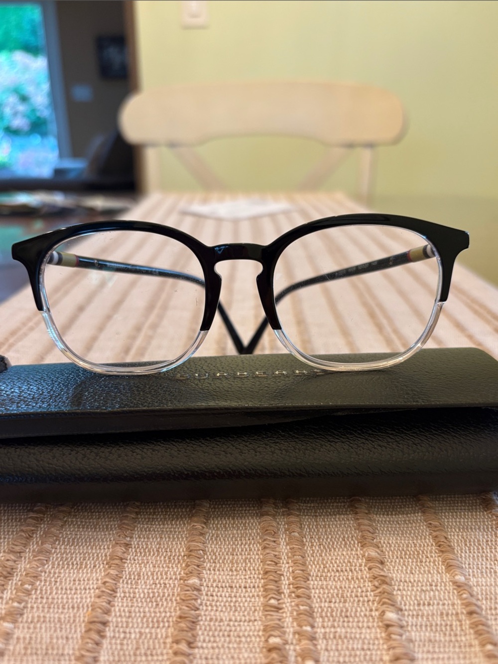 Burberry Black Top with Clear Bottom of Frame